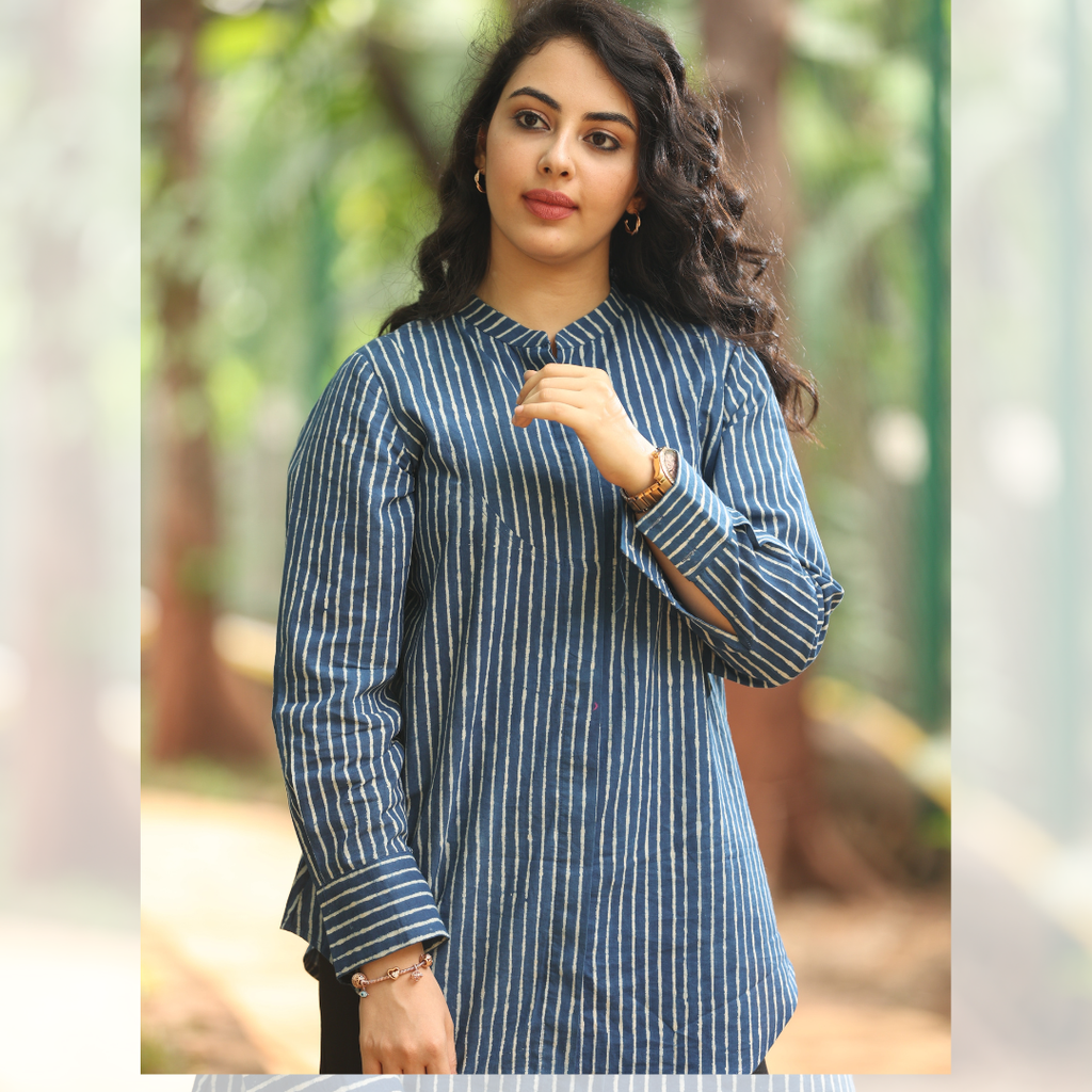 Indigo strip Shirt top