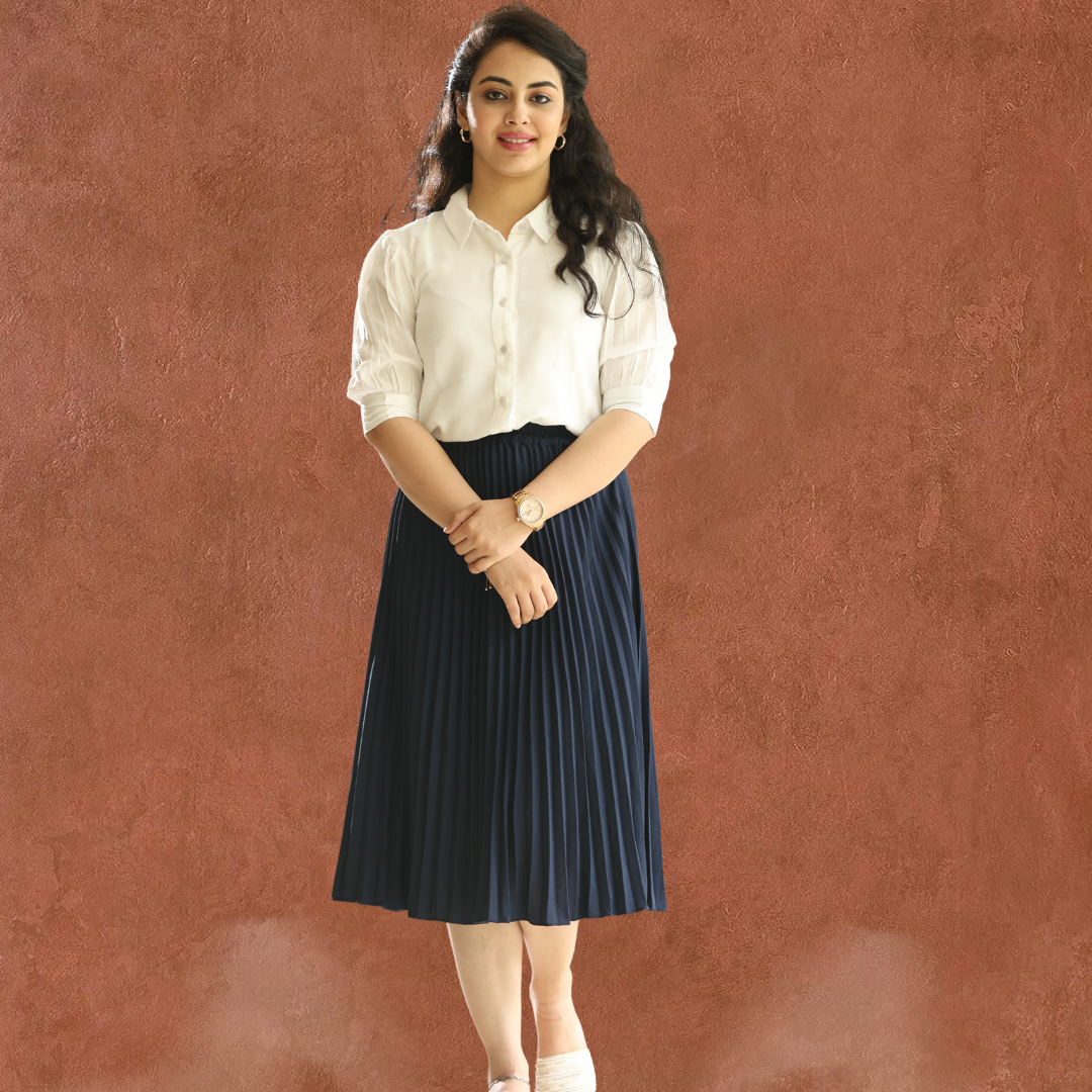 Pearl white silk shirt top