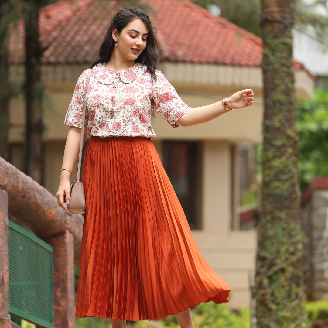 Dahlia floral cotton shirt top