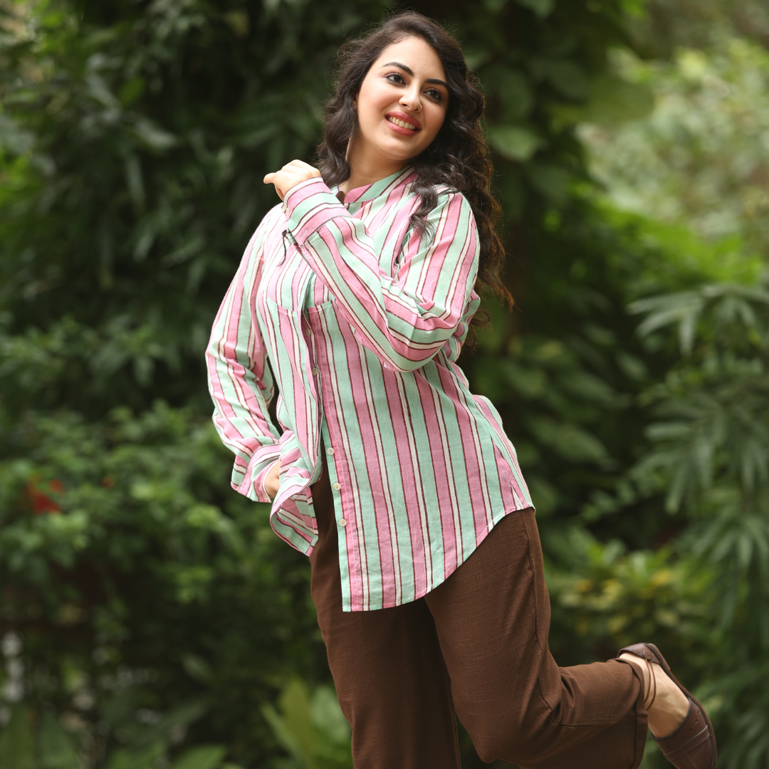 Bean strip shirt cotton top