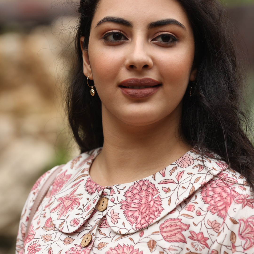 Dahlia floral cotton shirt top