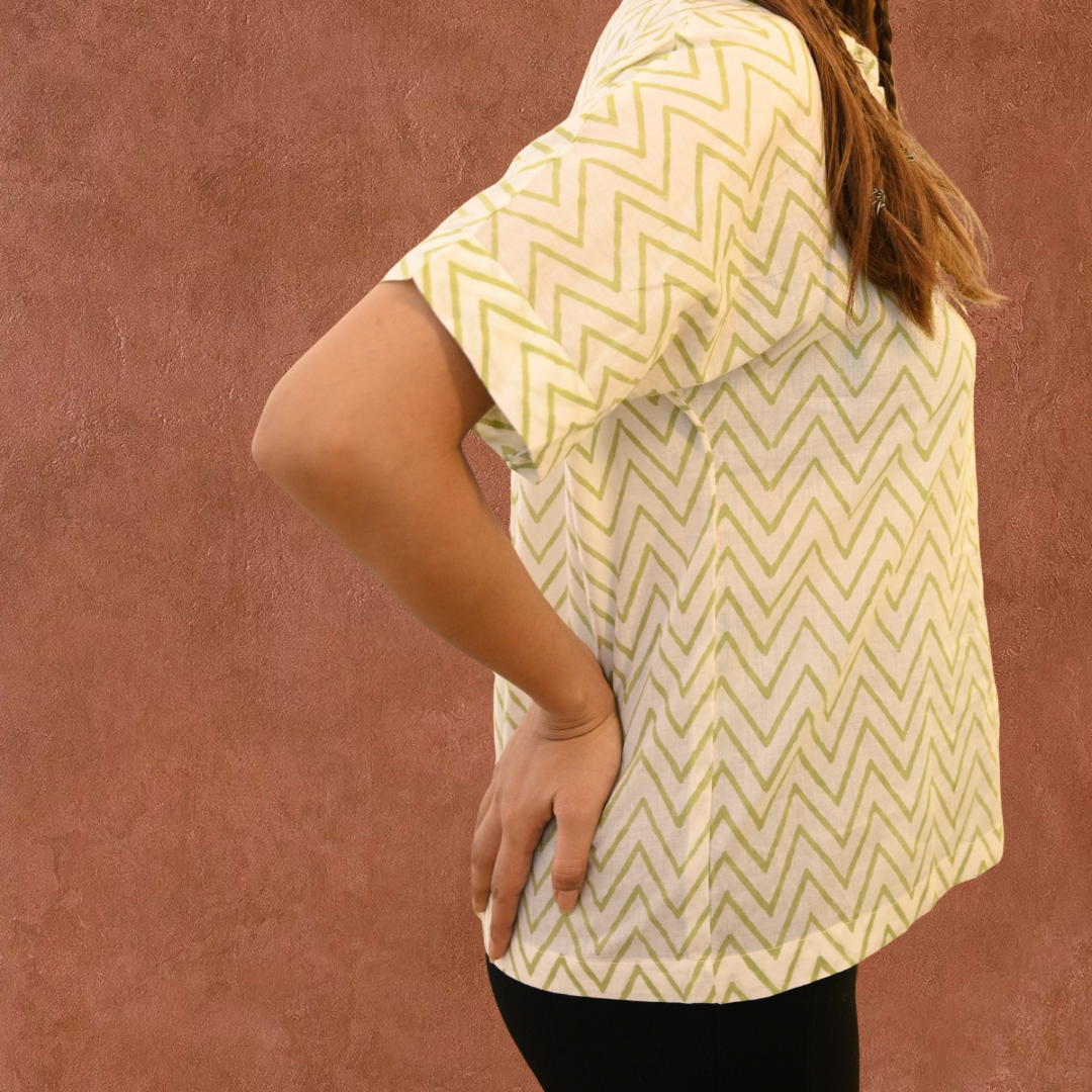 Green chevron print shirt