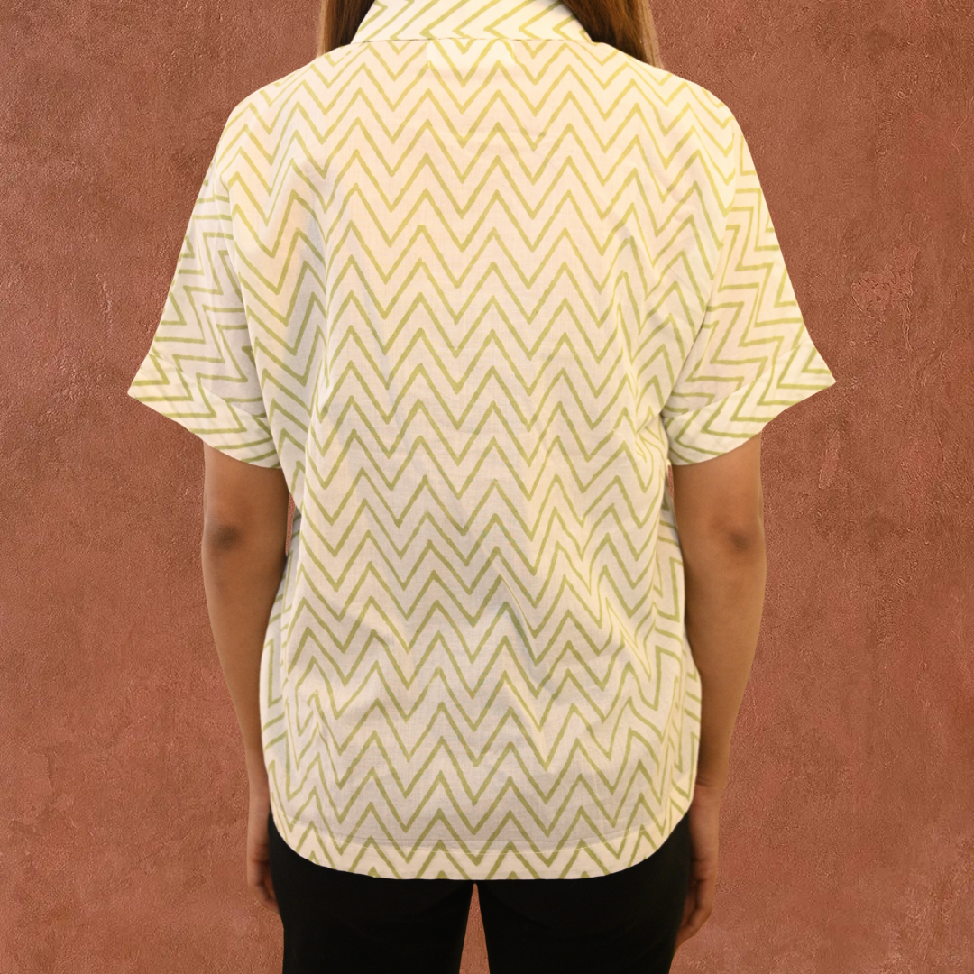 Green chevron print shirt