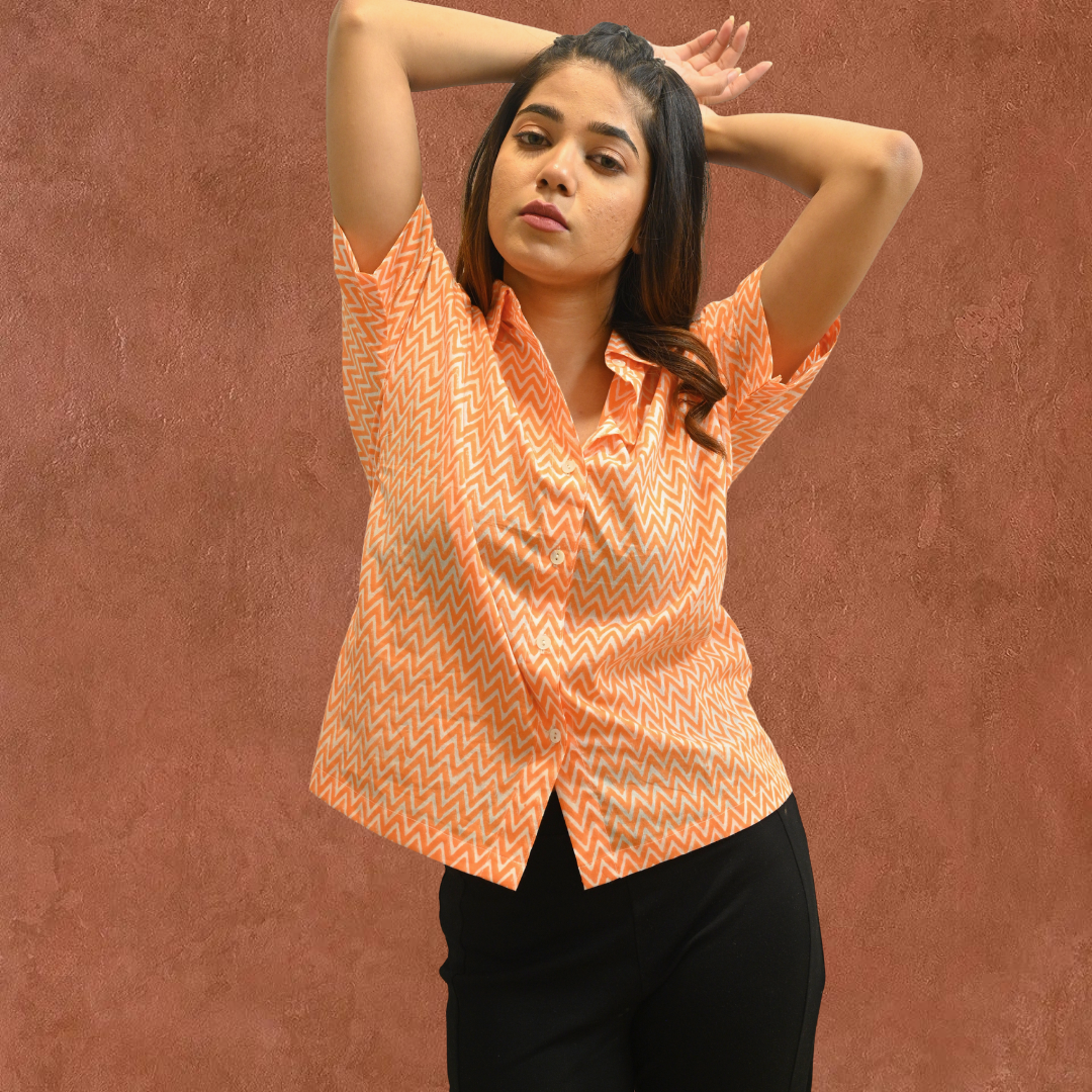 Orange chevron short shirt