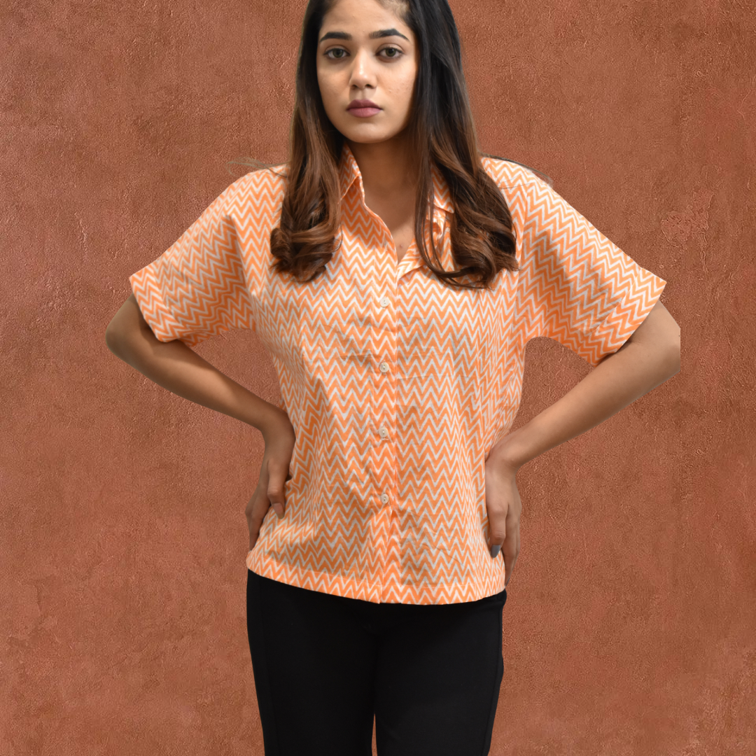 Orange chevron short shirt