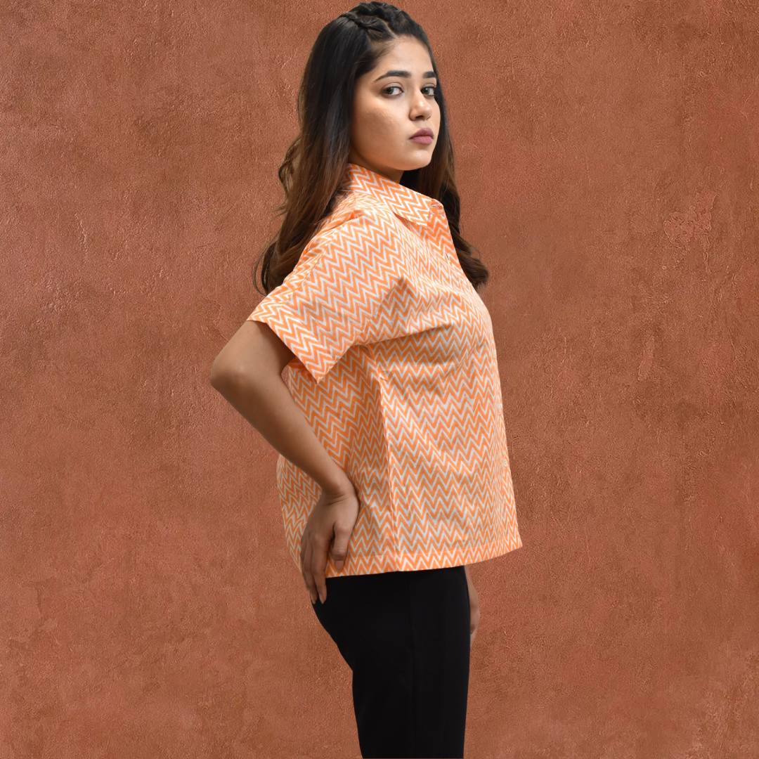 Orange chevron short shirt