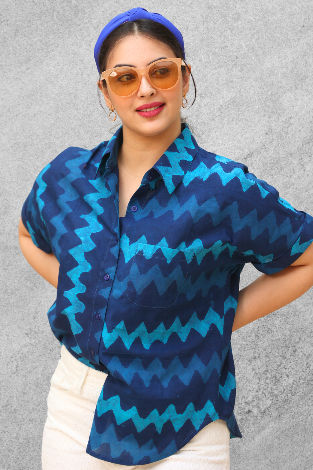 Ocean Blue Chevron Shirt
