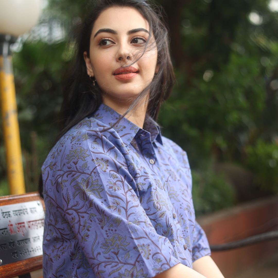 Gardenia pure cotton short shirt top