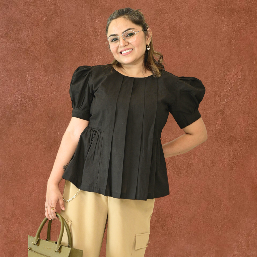Mid-Night elegance Mul cotton top