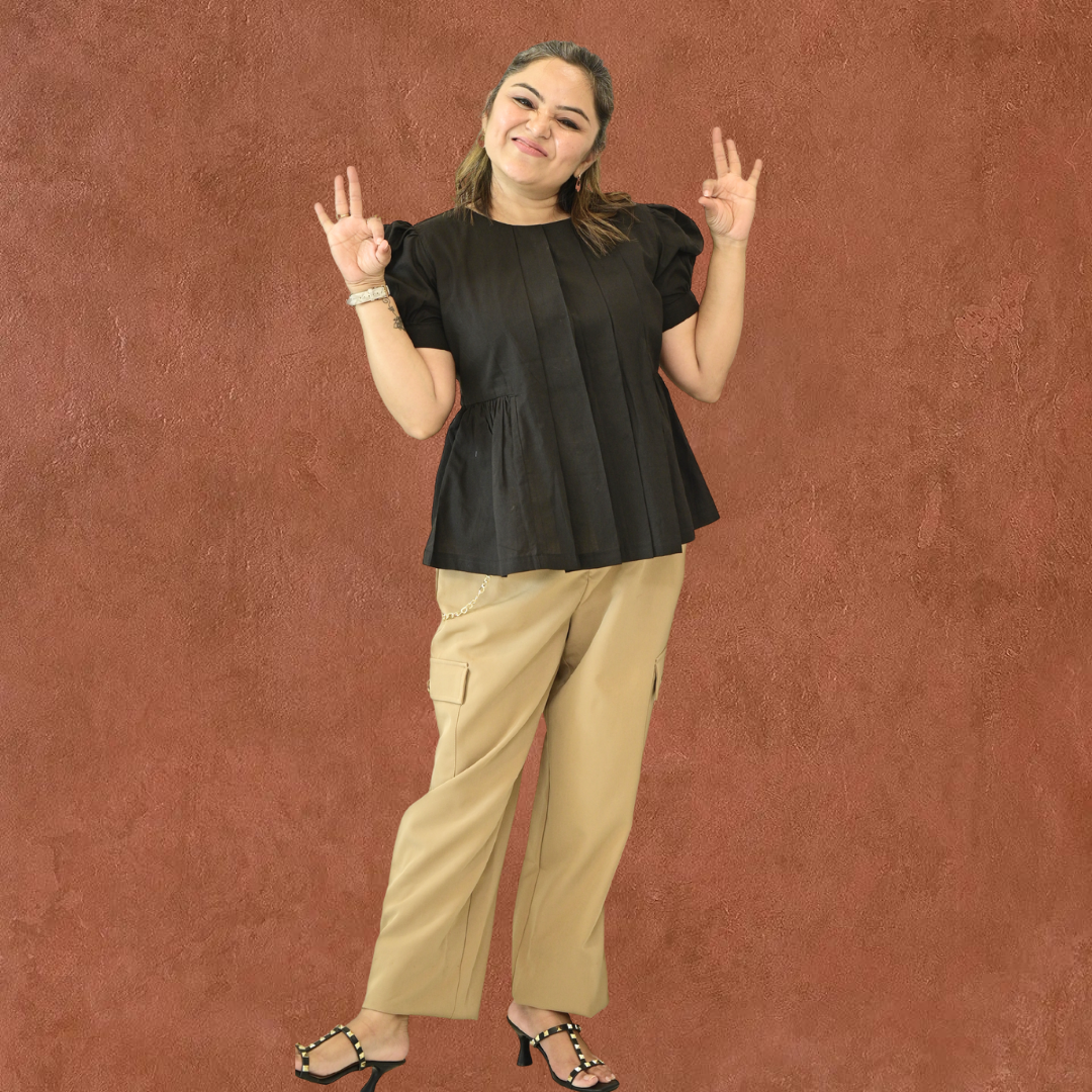 Mid-Night elegance Mul cotton top