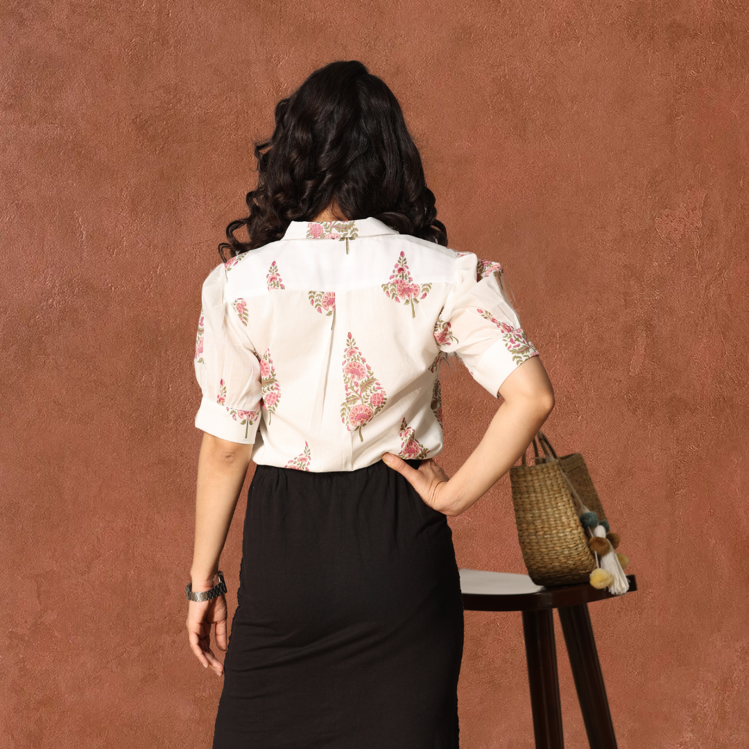 Whimsical White Mul cotton shirt