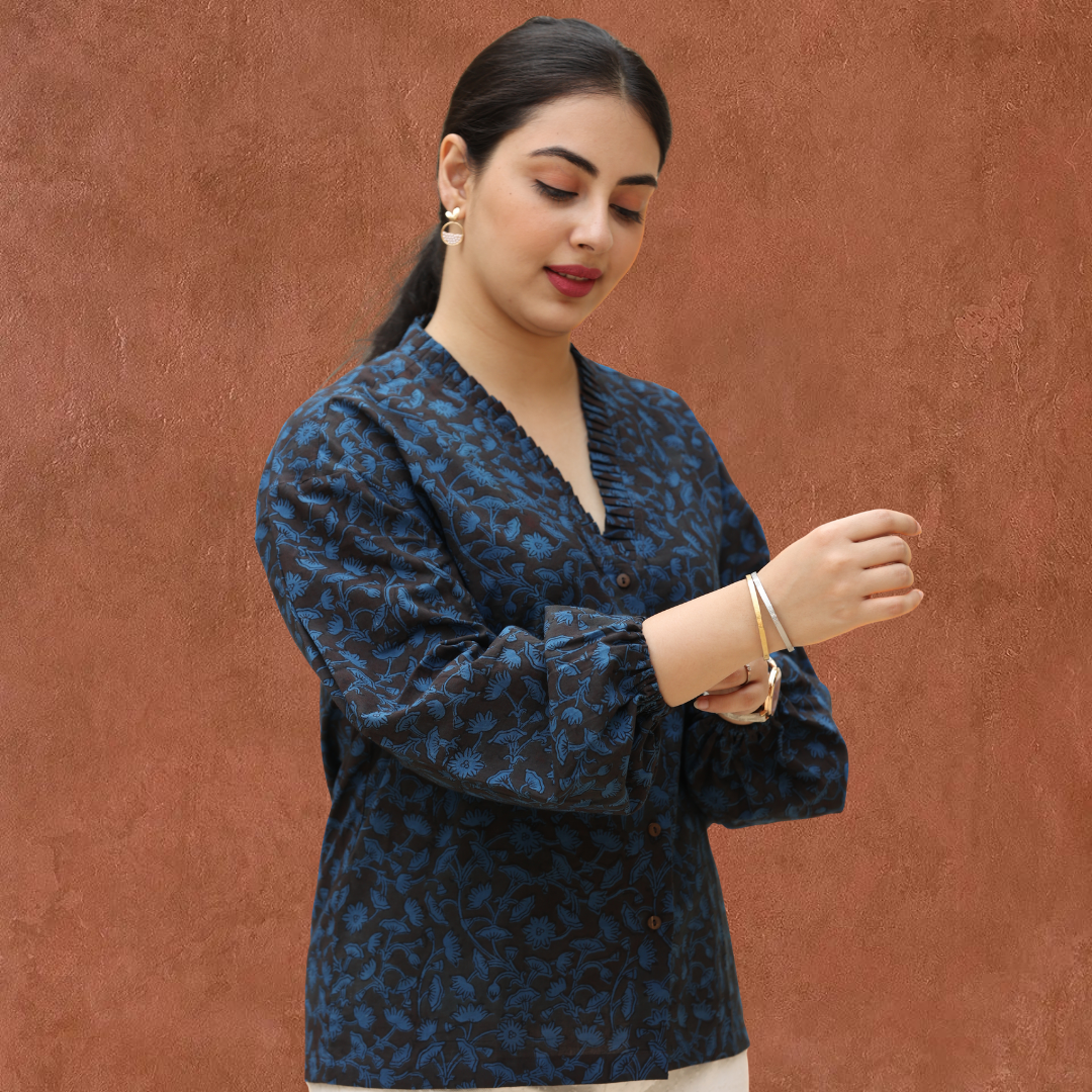 Umber brown pure cotton shirt top