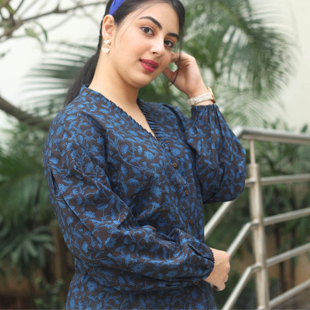 Umber brown pure cotton shirt top