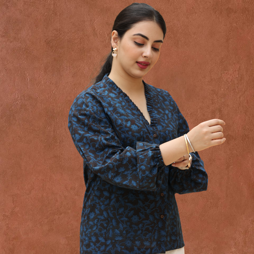 Umber brown pure cotton shirt top